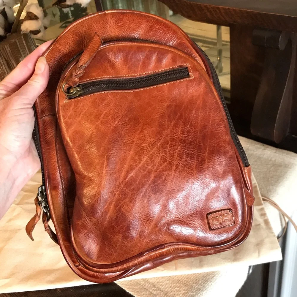 NWOT Bed Stu Leather Dominque Backpack Cognac DD Retail $235